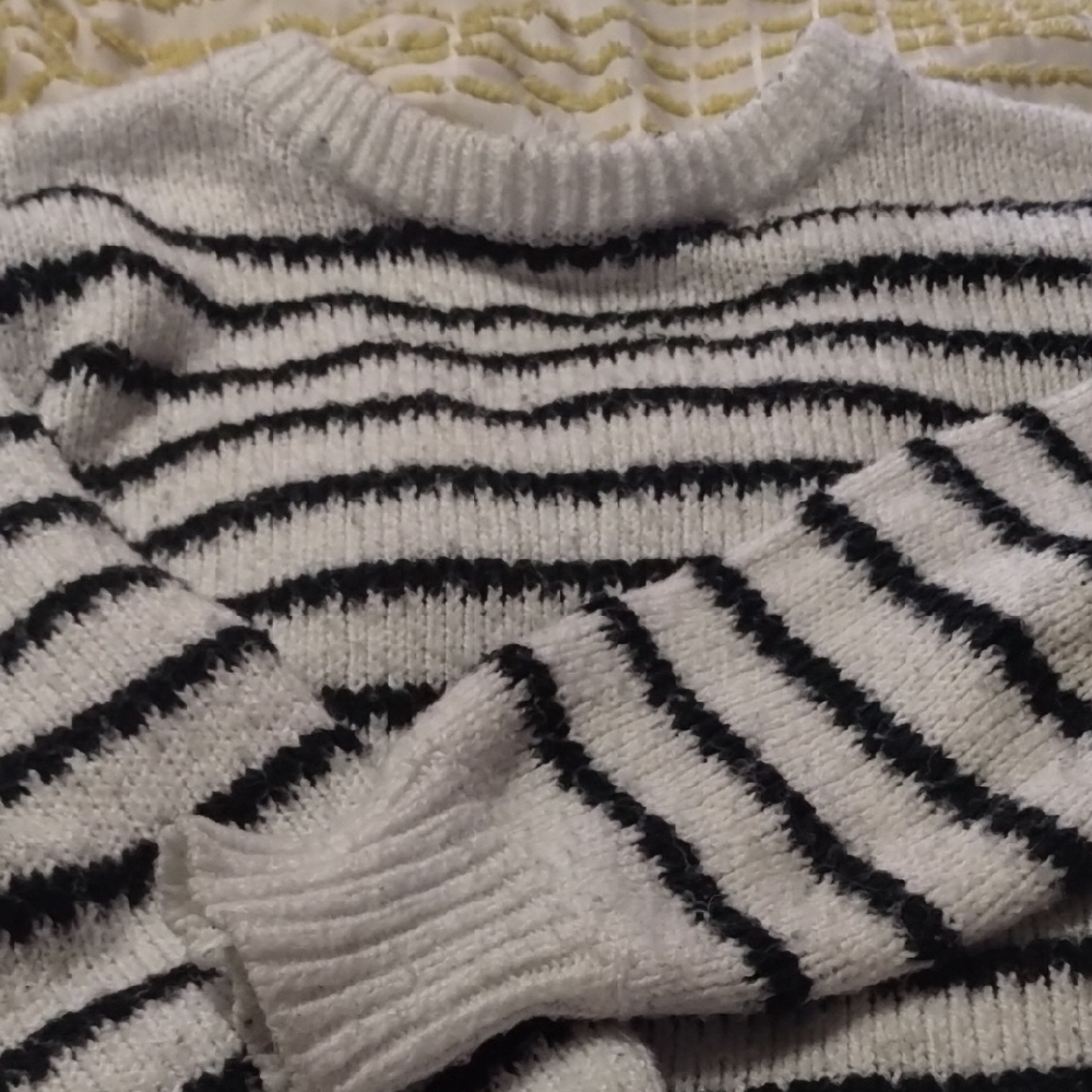 Pink Clover Black and White Striped Sweater